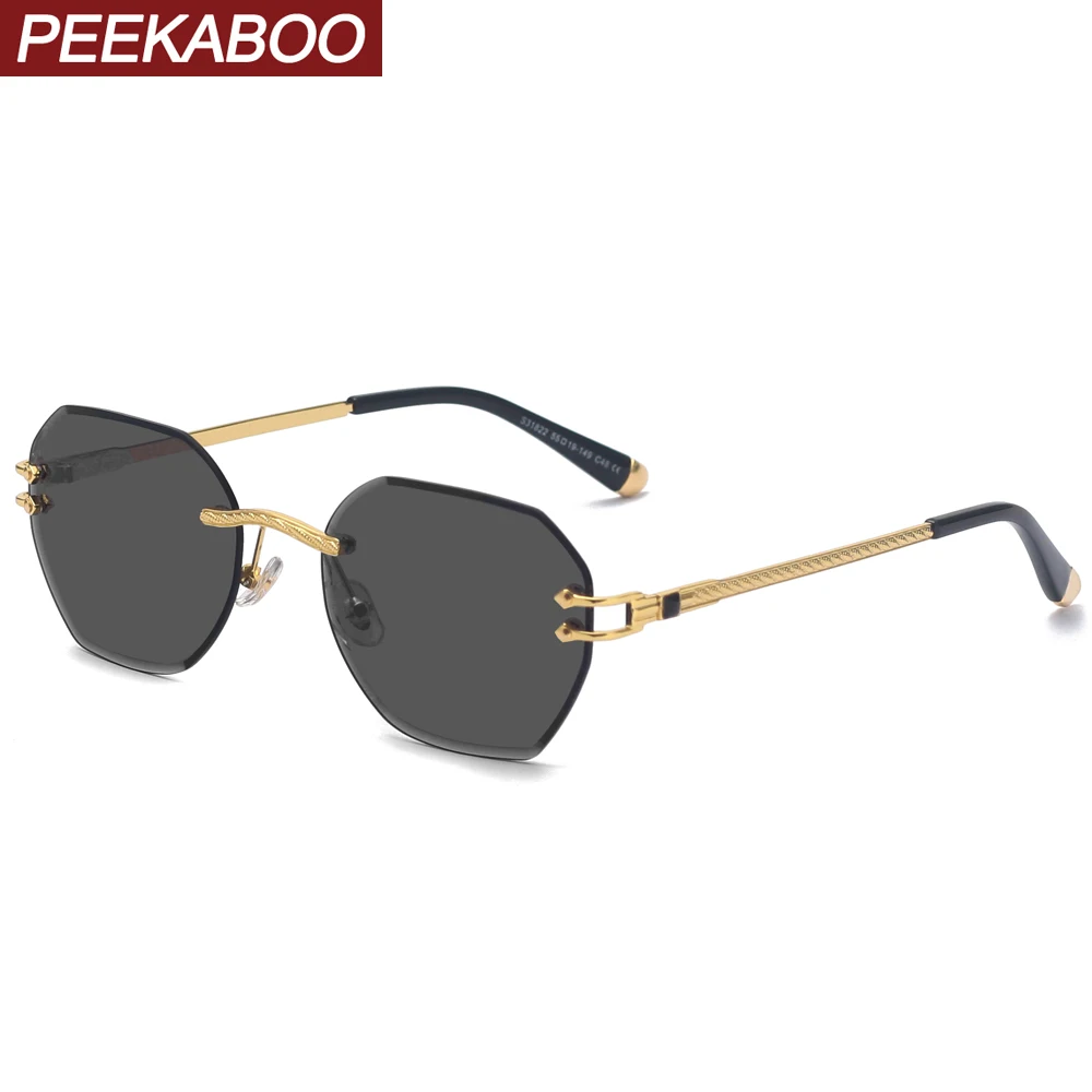 

Мужские солнцезащитные очки без оправы Peekaboo, квадратные солнцезащитные очки без оправы в стиле ретро с металлическим каркасом для женщин, в...