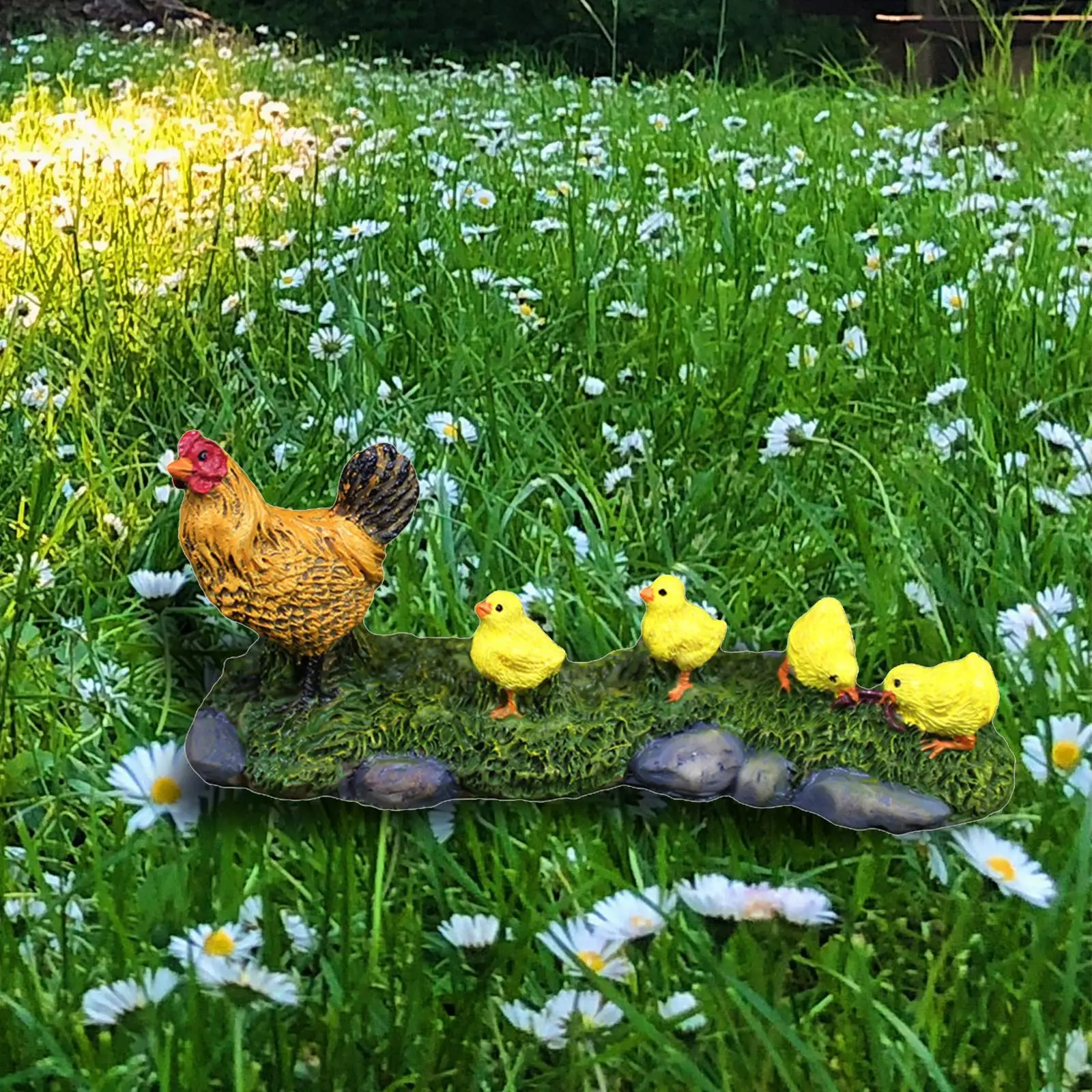 

Красивые миниатюрные садовые статуи курицы и ее младенцы, полимерная скульптура, маленькое животное для газона, домашний сад, декоративное ...