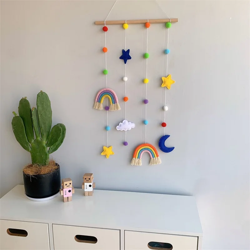 

Ins Decoration Nordic Style Braided Rainbow Children's Hairpin Hair Accessories Storage Wall Hanging Photo Organizer