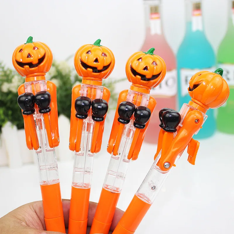 

20Pcs Halloween Gift Kids Trick Or Treat Party Lovely Pumpkin Boxing Pen Creative Ballpoint Pen With Light Happy Helloween Day