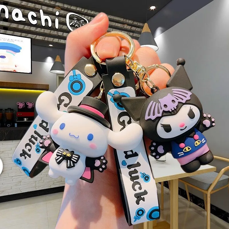 8cm Sanlio Cute Hello Kitty Kuromi Key Chain Pendant Kawaii My Melody Kitty Cat Cinnamon Roll Backpack Pendant Key Chain Pendant