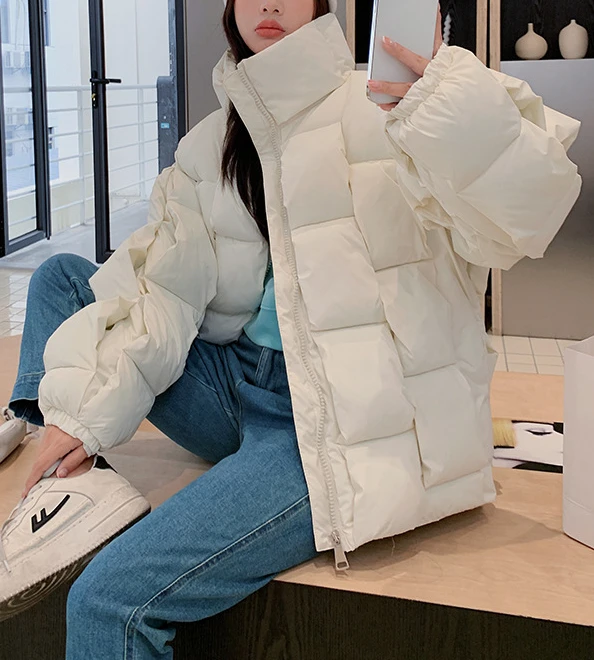 Winter Parkas for Women Autumn 2022 Korean Fashion Oversized Coats Weave Plaid Puffer Jacket Thicken Warm Green Blue Outerwear