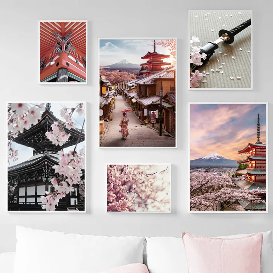 Японская настенная Картина на холсте Nagoya Samurai Sakura Fuji Mountain Nordic постеры и принты настенные картины для декора гостиной