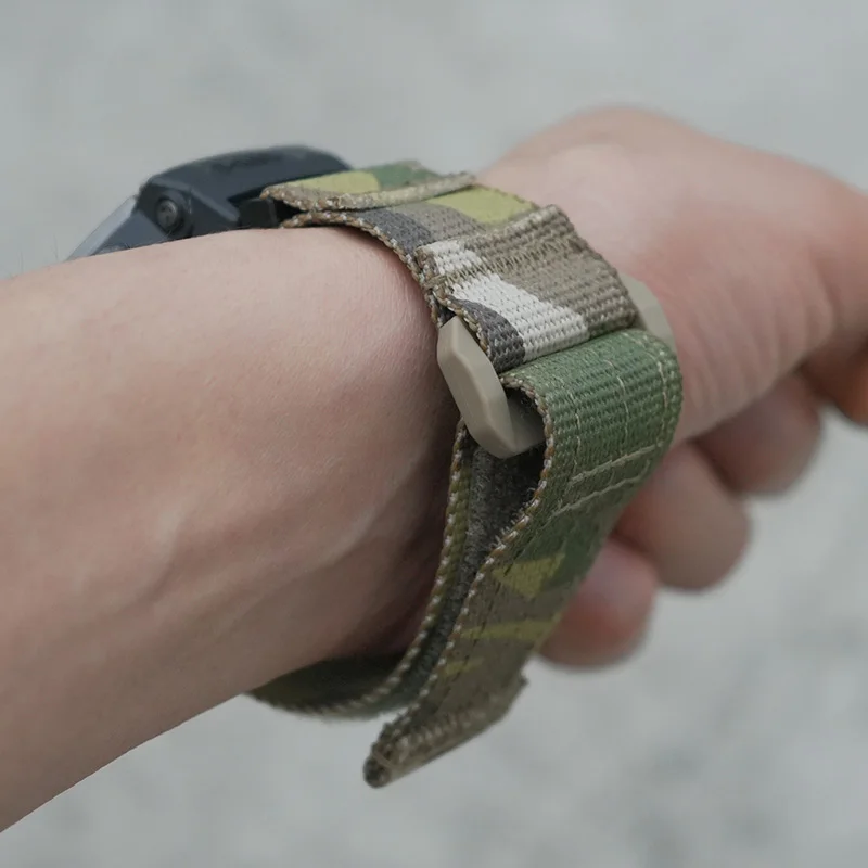 Фото FATBEAR [для Garmin Suunto amazfit Band] нейлоновый ремешок с военными правилами и тактиками 22 мм Multicam MC №1