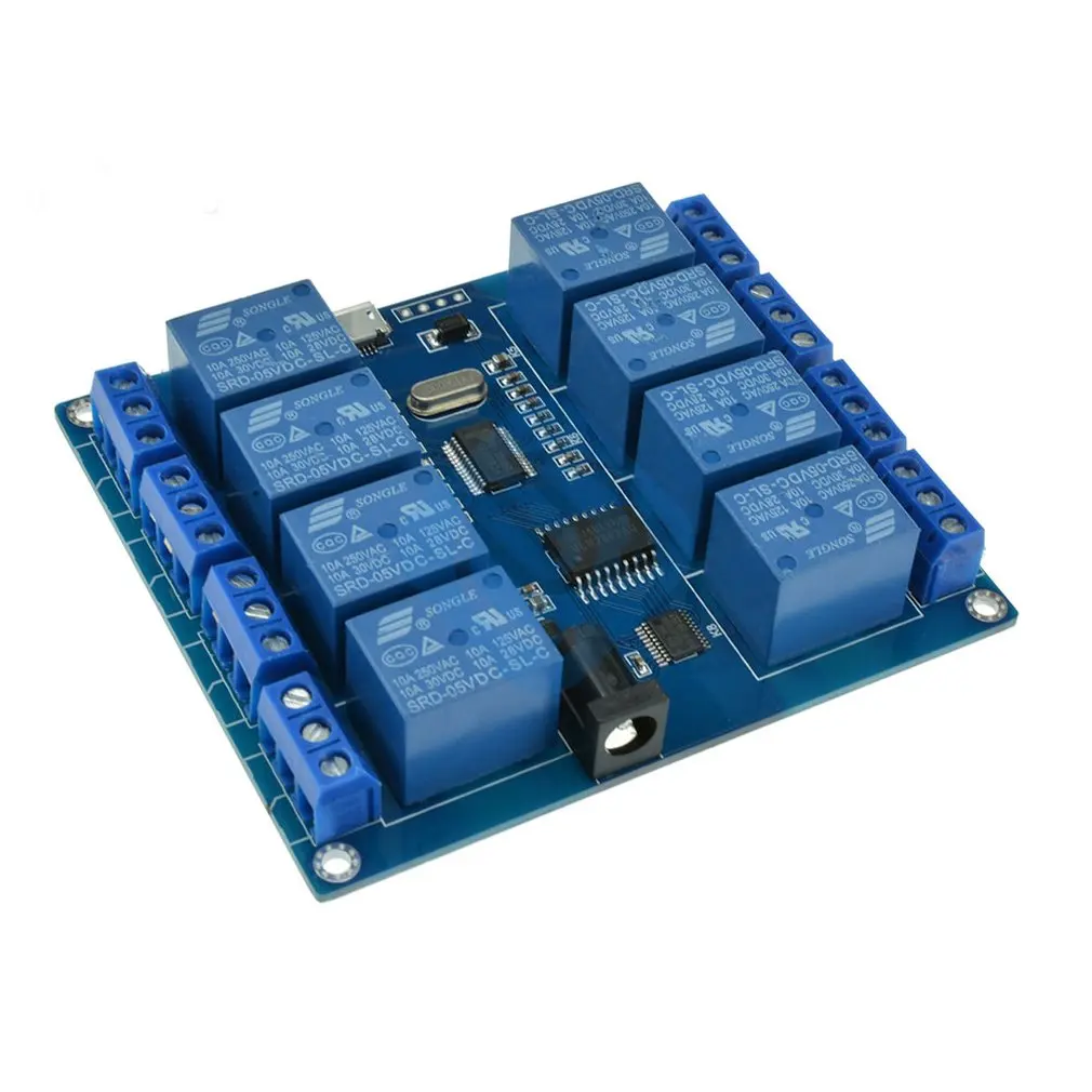 

8-полосный релейный модуль 5 В, плата управления ПК, плата расширения выходного интерфейса постоянного тока/USB, электронный инструмент «сдел...