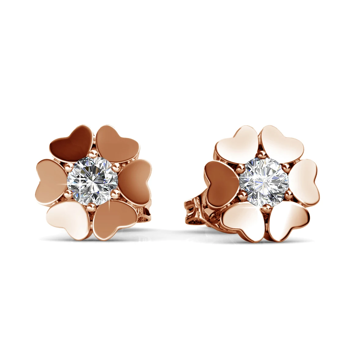 Фото Daisini модные кристаллы от Swarovski, ювелирные изделия, женские серьги-гвоздики с цветком, маленький дизайн в виде сердца, высокое качество, подарки на день рождения №2