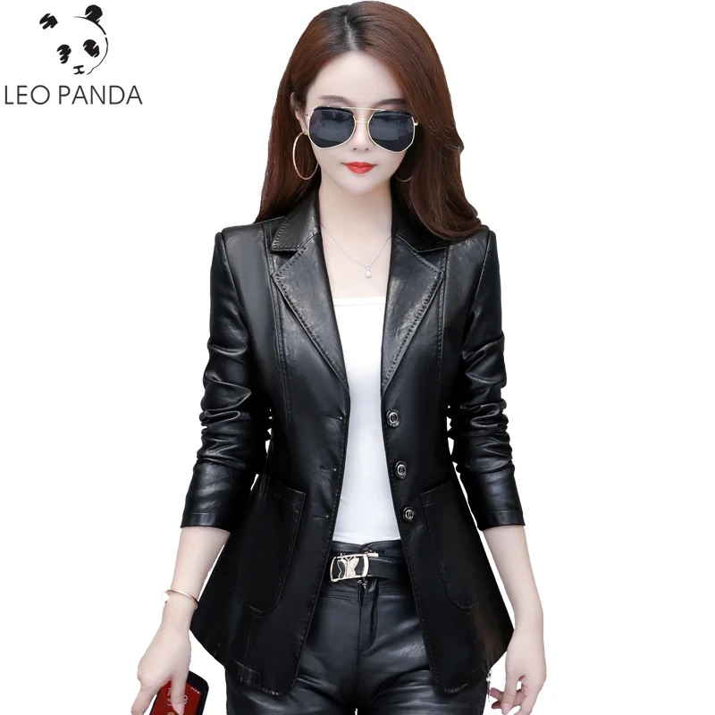 2022 Autumn Winter Real Leather Coat Women's Plus Size Casual Slim Fashion Streetwear Short Sheep Leather Women Jacket Female