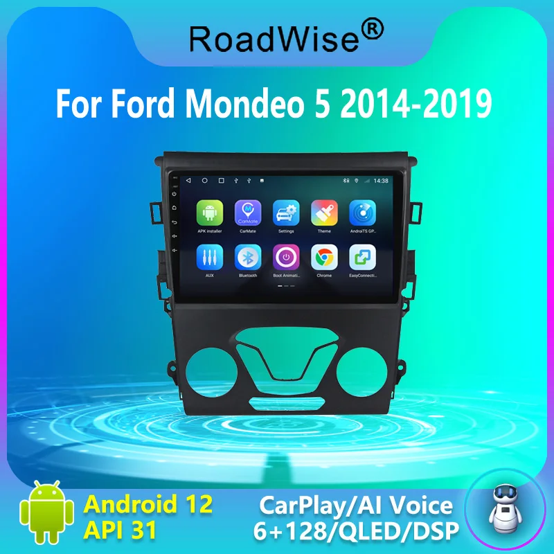 

Автомагнитола Roadwsie, 2 Din, Android 12, для Ford Mondeo 5, 2014, 2015, 2016, 2017, 2018, 2019, Carplay, мультимедиа, 4G, Wi-Fi, DVD, GPS