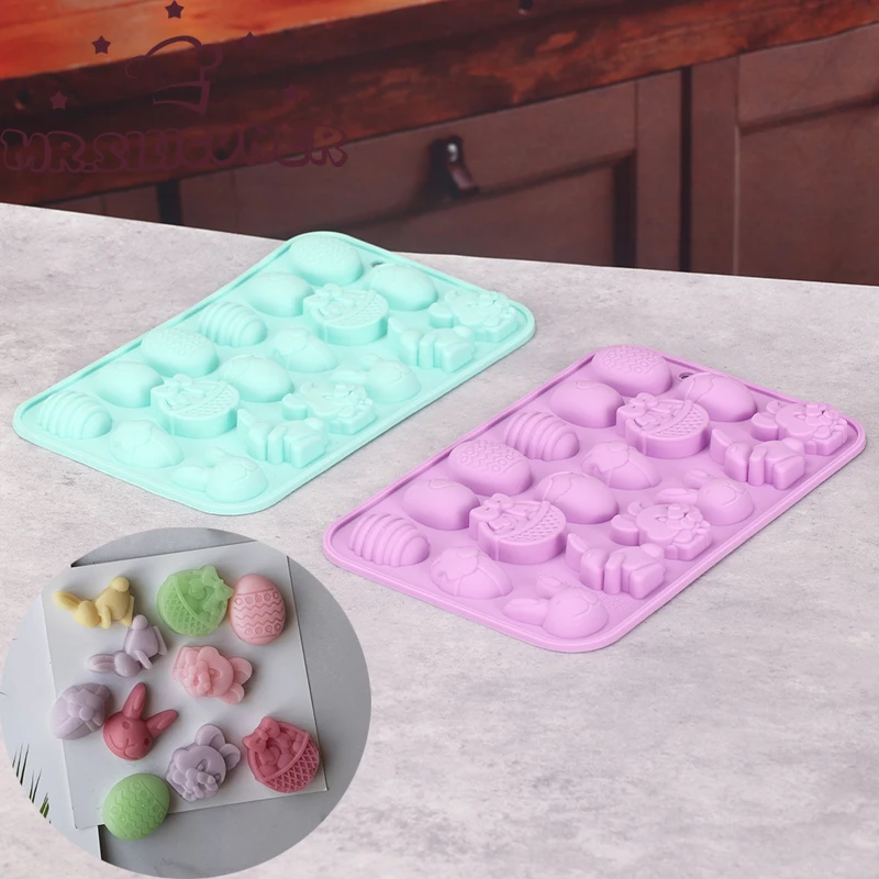 

Пасхальная силиконовая форма в виде кролика, цветное яйцо, форма для шоколадного торта, праздничное украшение, инструменты для выпечки, руч...