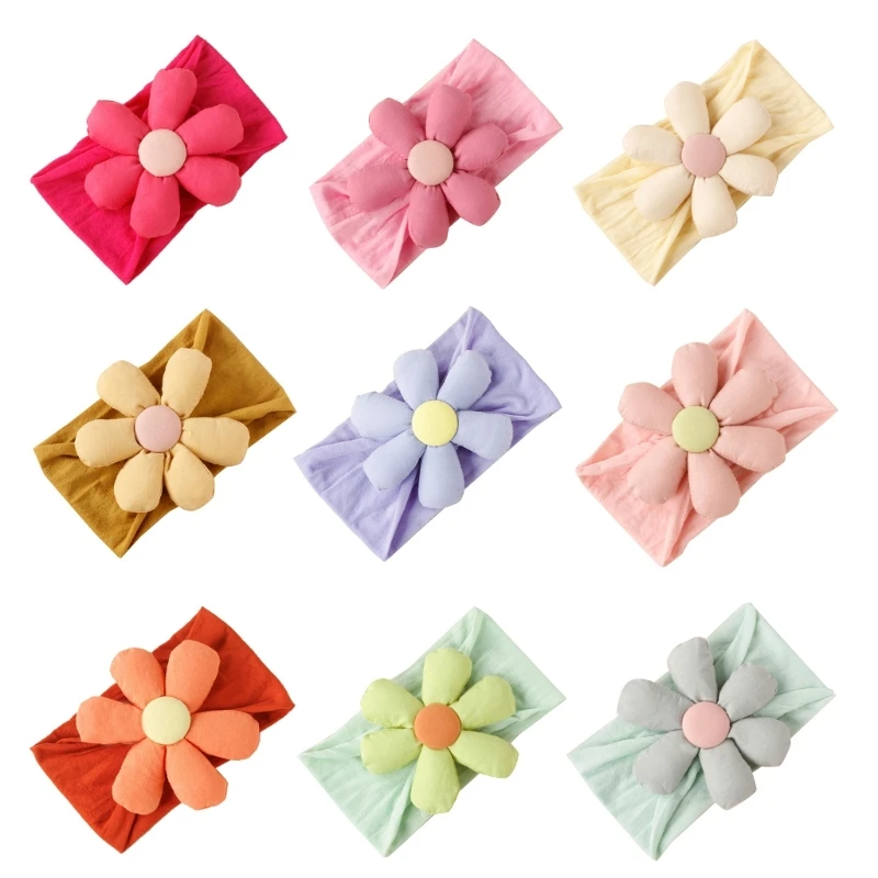 

D7WF Children Headband Baby Headwear Elastic Flower Head Wrap Hair Turban Newborn Hair Bands Photo Props Hair Accessories
