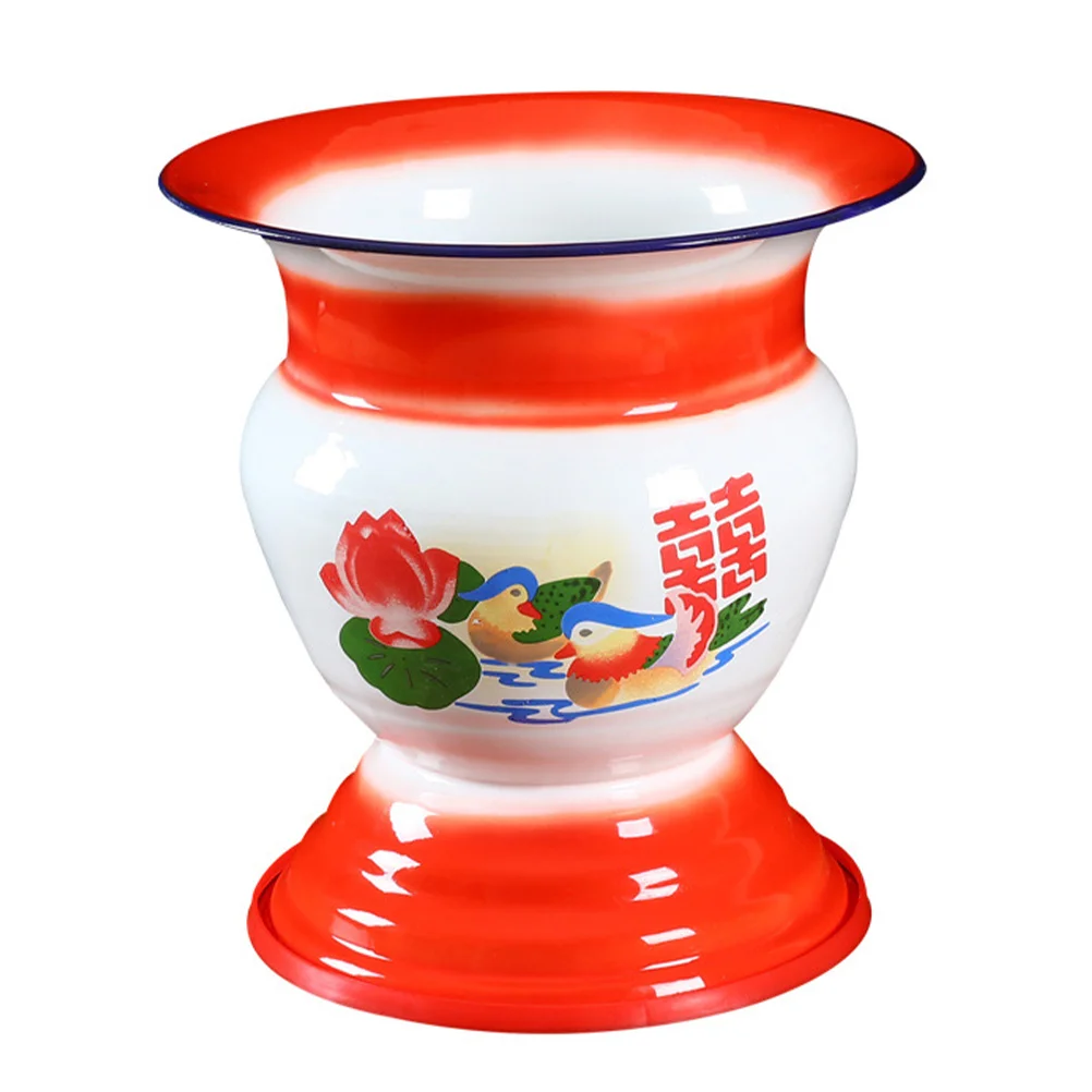 

Spittoon Portable Potty Adult Urinal Pail Travel Toilet Chinese Style Tall Enamel