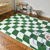retro black and white checkerboard living room carpet purple lattice bedroom bedside mats cute room decor carpet for nursery