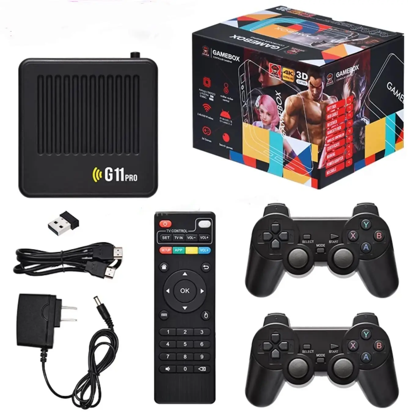 

G11 Pro Game Box 4K HD TV Game Stick Video Game Console 128G Built in 40000+ Retro Games 2.4G Wireless Gamepad For PS1/GBA/FC