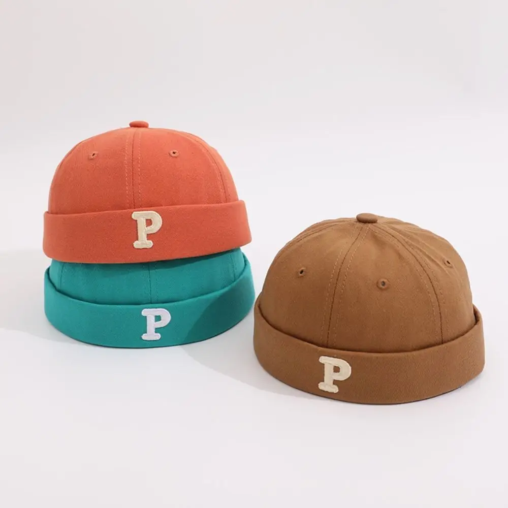 

Letters Printed Baby Brimless Hat Scalp Protection Baby Bucket Caps Solid Color Kids Beanie for Baby Girls Toddler