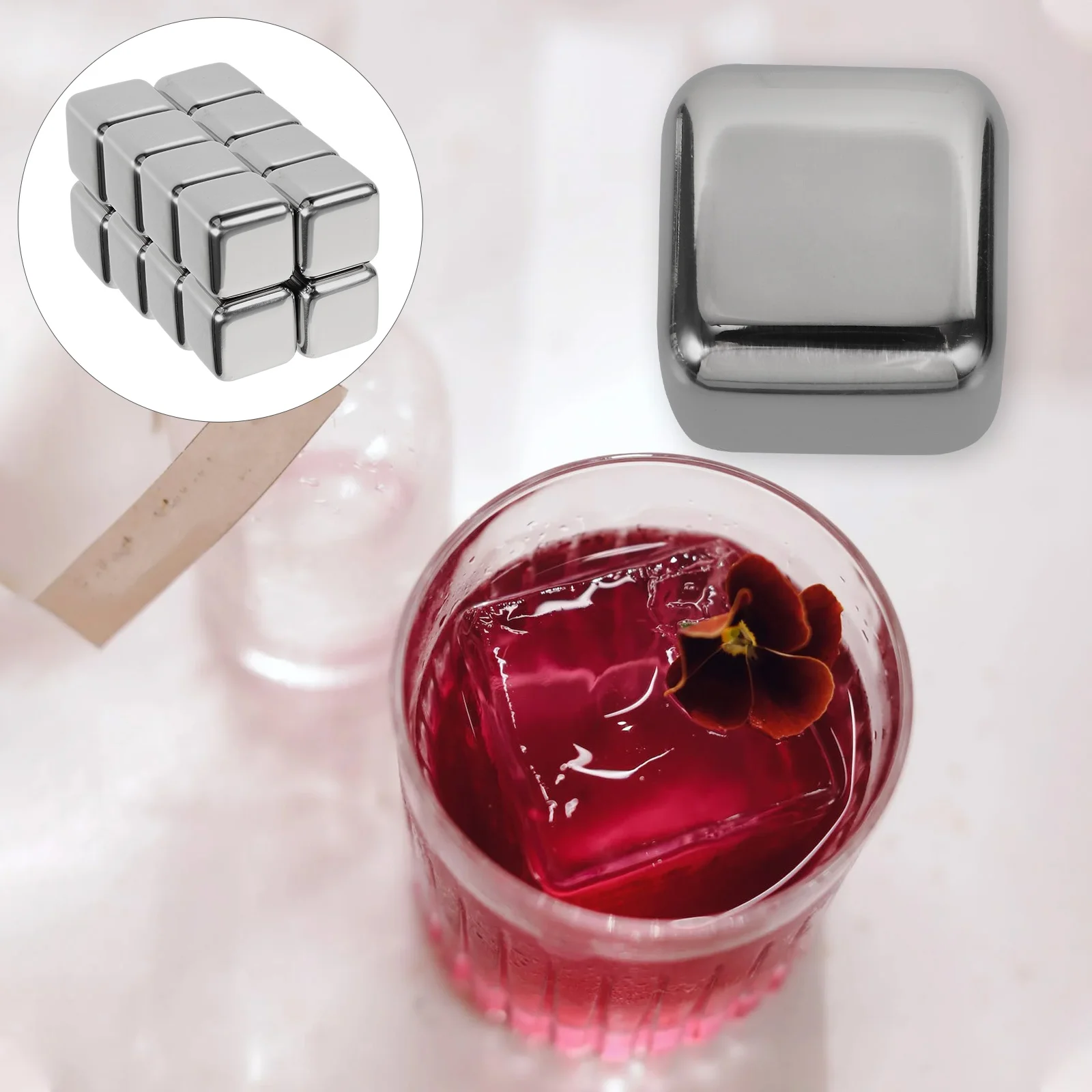 

12 Pcs Stainless Steel Ice Cubes Metal Drinks For Whiskey Particles Practical Reusable Household