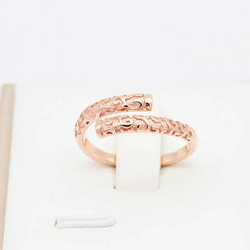 

Classic Fashion 585 Purple Gold New In 14K Rose Gold Hoop Rings for Women Couple Wedding Engagement Jewelry Opening Adjustable