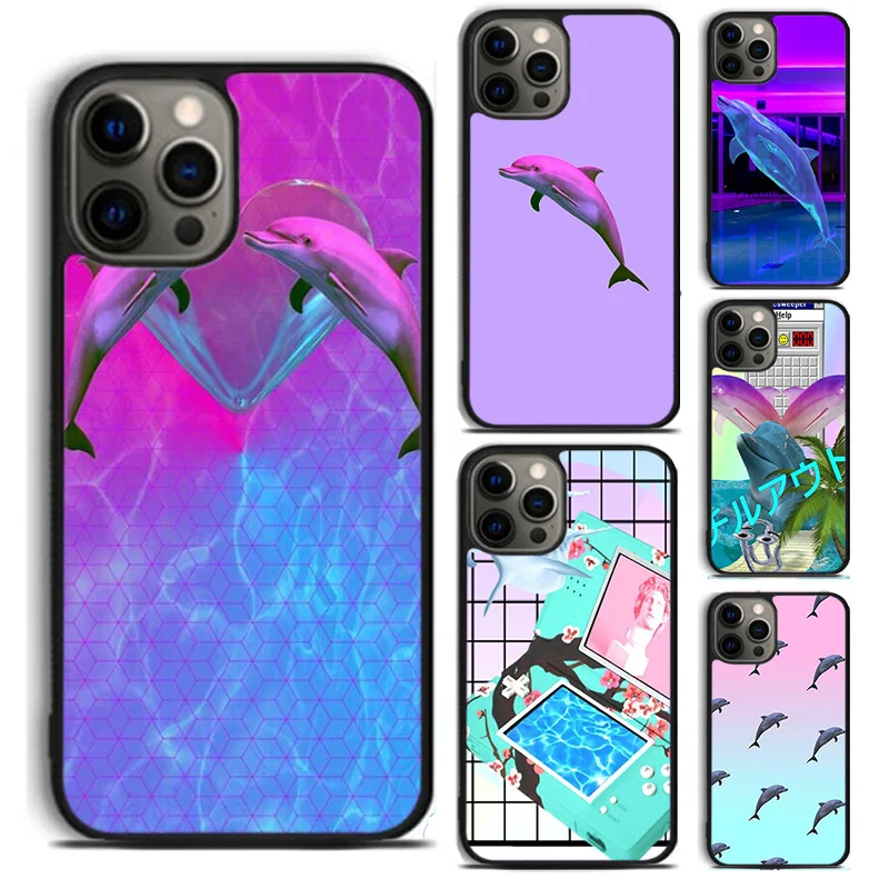 Чехол для телефона в виде дельфина Vaporwave чехол iPhone 15 14 6 7 8 Plus X XR XS SE2020 Apple 11 12 13 mini Pro