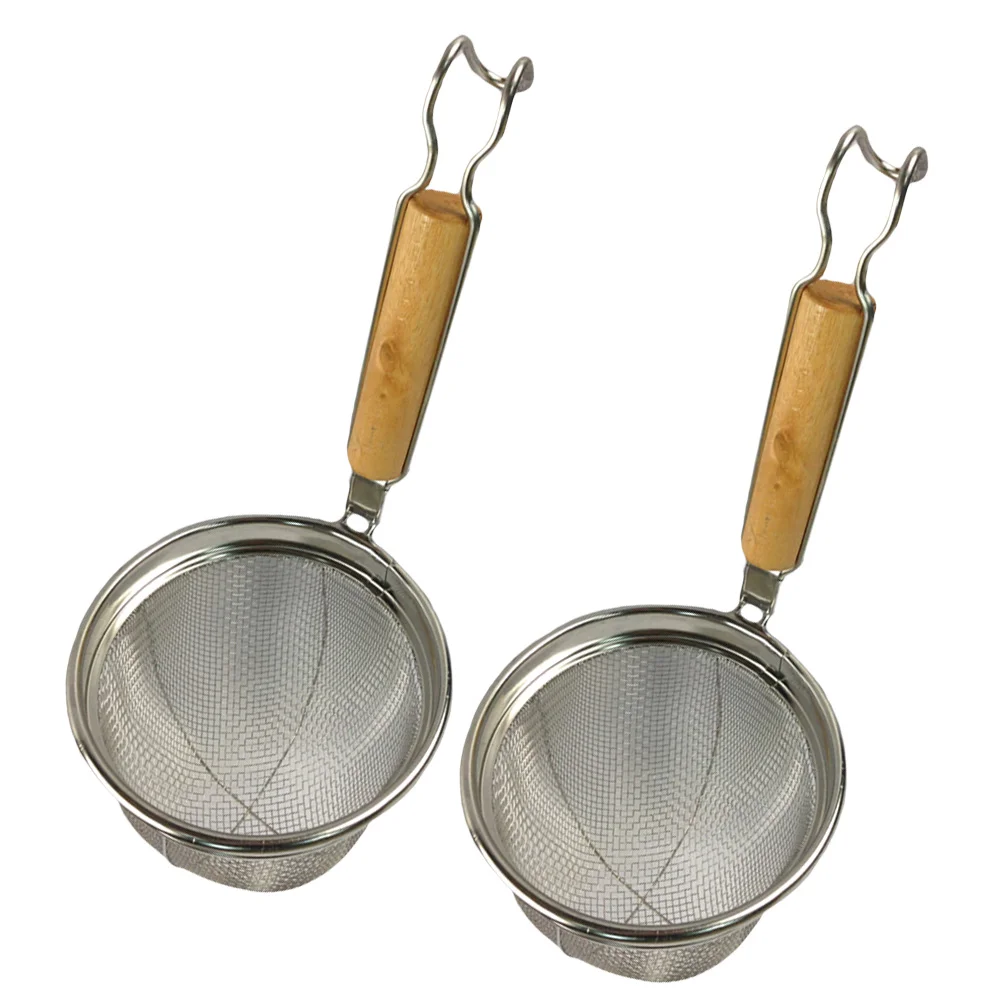 

2pcs Kitchen Strainer Straining Basket Pot Filter Spoon Pasta Strainer Wire Fry Basket Noodle Skimmer