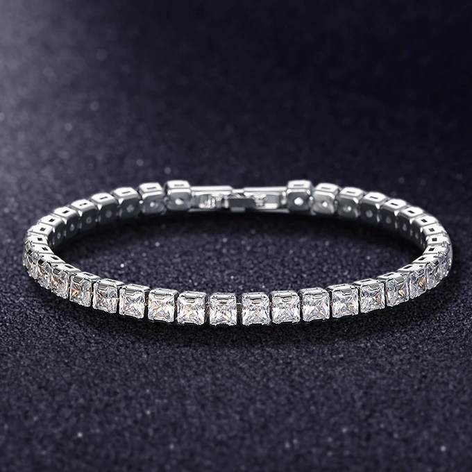 

4*4mm Square Zirconia Tennis Bracelet for Women Fashion Wedding Jewelry Exquisite Simple Friendship Bracelets Birthday Gifts