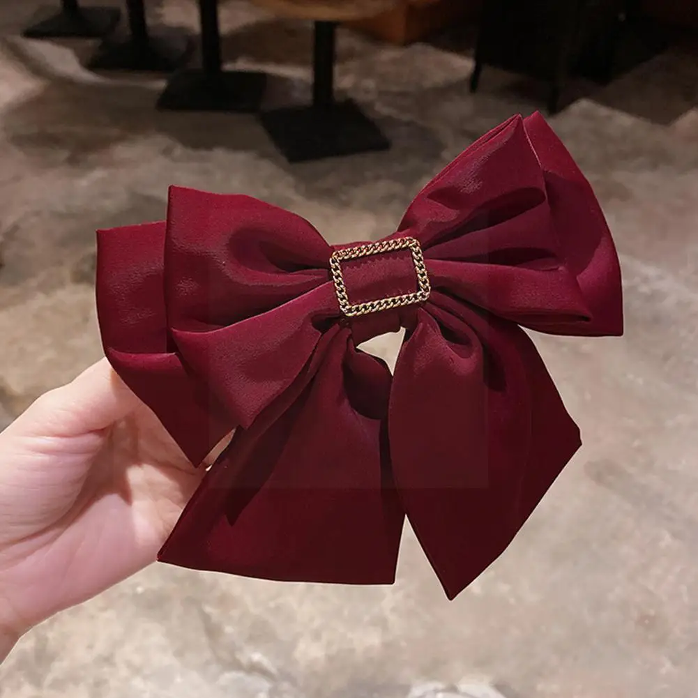 

Satin Ribbon French Barrette Big Soft Silky Hair Bow Barrettes Cute Big Bow Hair Clip Women Barrette Ponytail Clips Bow Z0r7