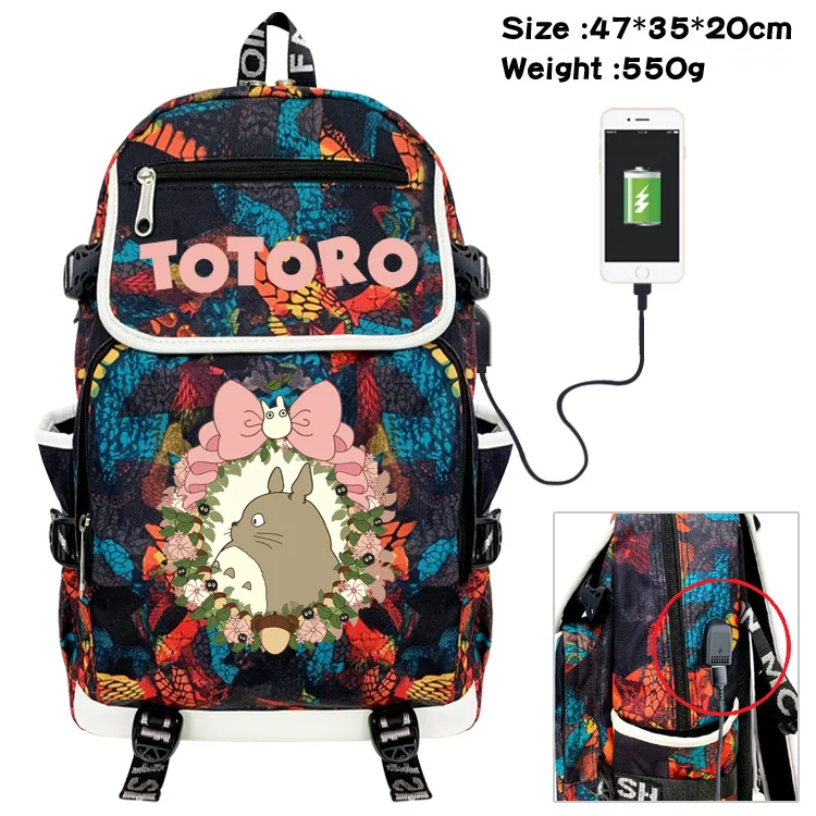 Totoro Children Anime Flower Backpacks New Girls Boys Large Capacity School Bags for Kids Leisure Women Men Backpack for Travel