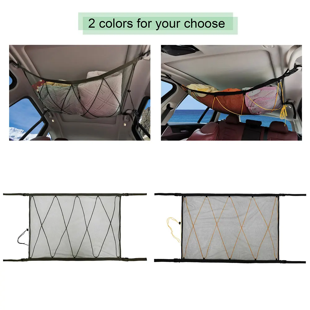 

Drawstring Car Ceiling Storage Net Pocket Universal Roof Interior Cargo Bag Sundries Vehicles Tidying Stowing Organizers