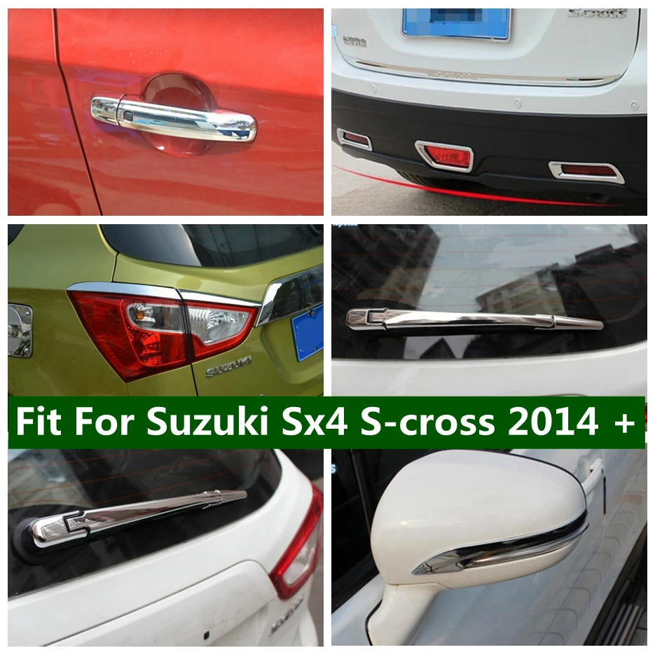 

Chrome Exterior Refit Kit Rear Window Wiper Arm Blade / Foglamps / Rearview Mirror Cover Trim For Suzuki Sx4 S-cross 2014 - 2021