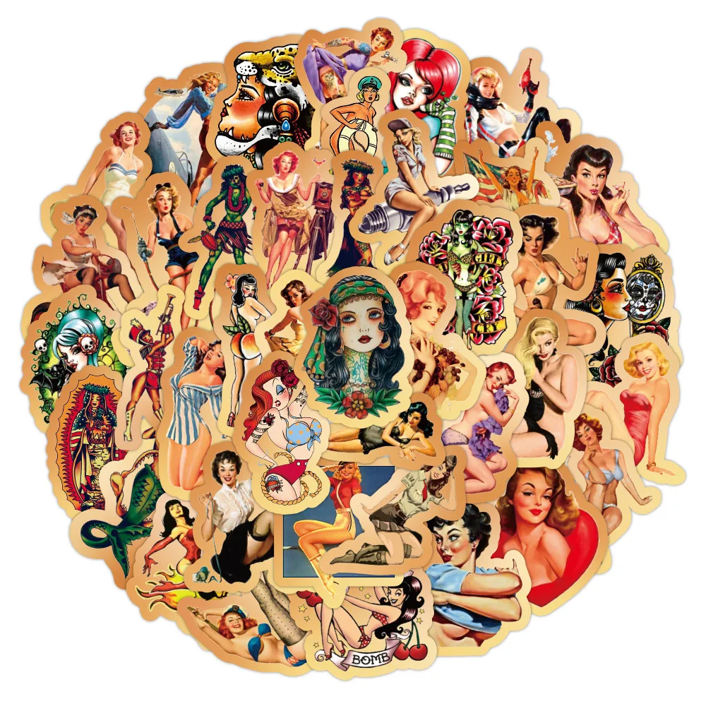 Стикеры в стиле ретро с изображением сексуальной девушки и граффити 10/30/50 шт. |