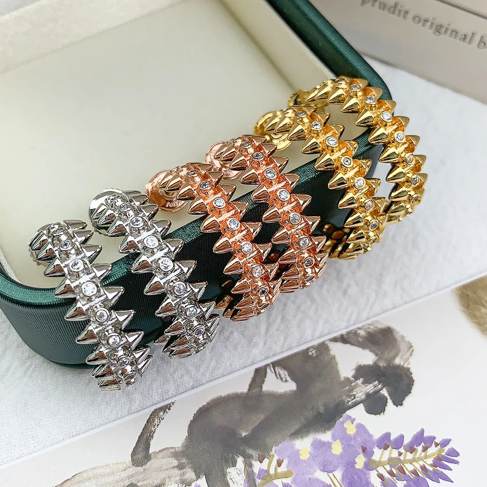 wysokiej jakości kolczyki z nitami ze srebra próby 925 AAA cyrkonia kula w kolorze różowego złota dla kobiet modna biżuteria