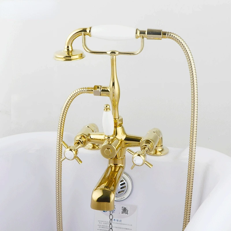 

Floor-Mounted Brass-Plated Bathroom Constant Temperature Faucet Shower Set