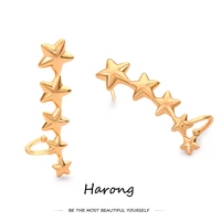 harong rose gold color copper star ear clip trendy luxury women girls clip earrings jewelry accessories gift for wedding party