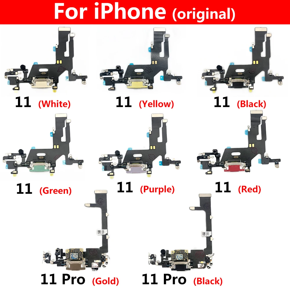 100% Original USB Charging Board For iPhone 11 Pro Max 11Pro USB Charge Connector Jack Dock Plug Port Flex Cable With Microphone enlarge