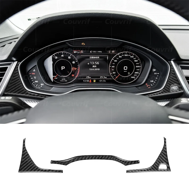 

Крышка из углеродного волокна, декоративные наклейки на панель приборной панели с центральным контролем скорости ЖК-дисплея для Audi Q5 FY 2018-2022, аксессуары из углеродного волокна