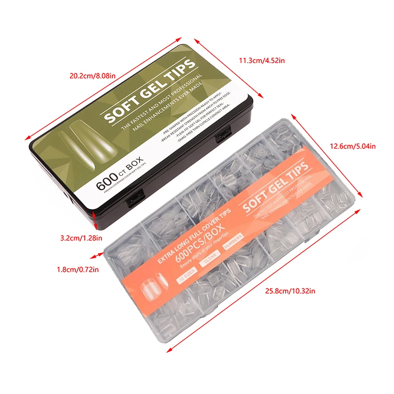 600 шт./кор. легкие полное покрытие матовые накладки для ногтей ультратонкие без