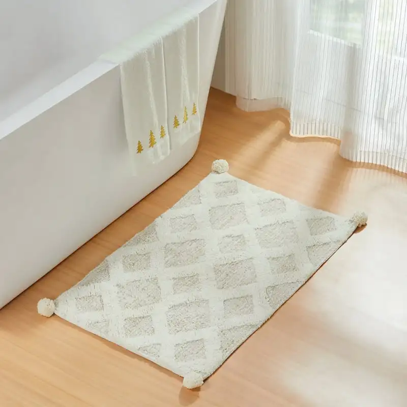 

Cotton Textured Tufted Bath Accessory Set, Cream