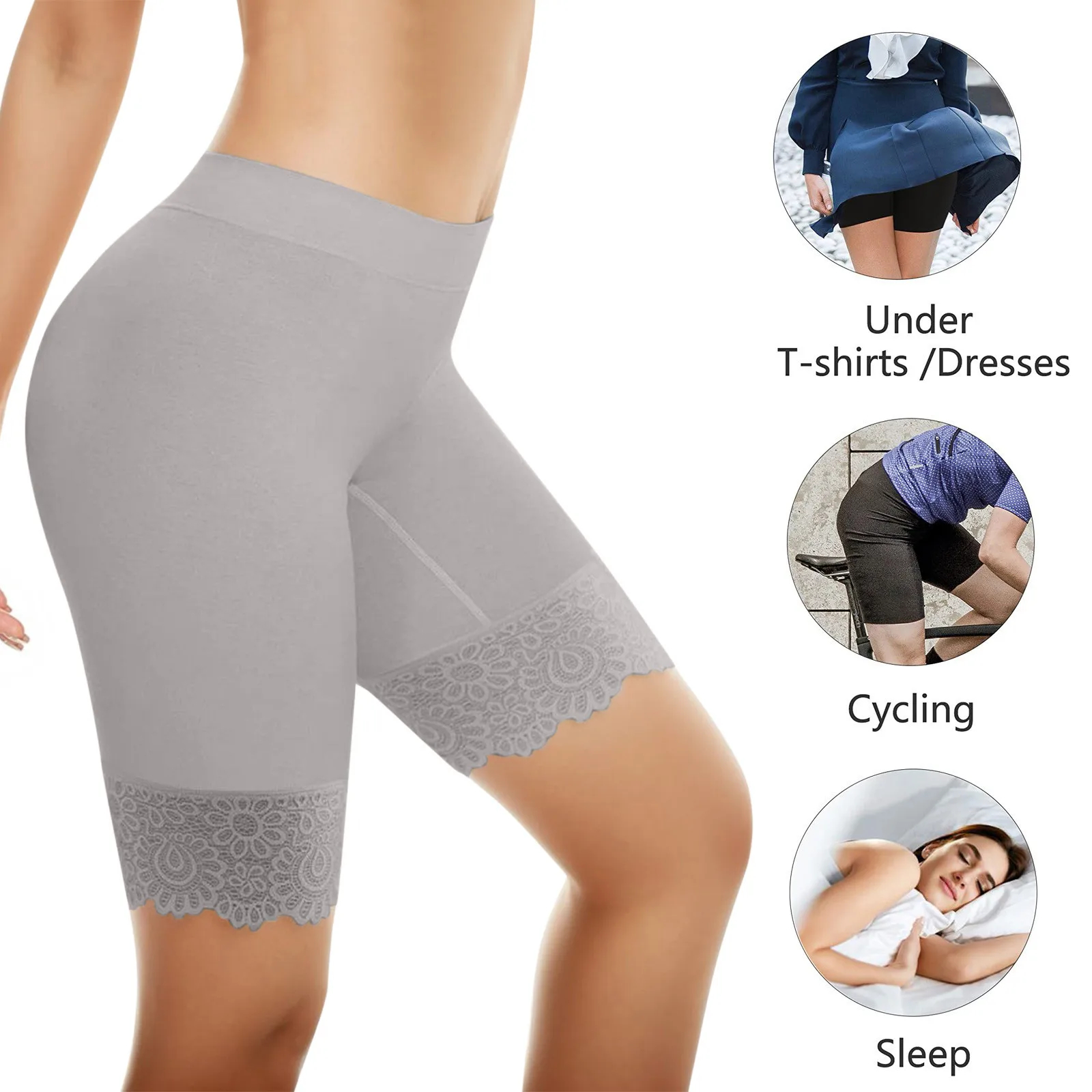 Кружевные эластичные леггинсы бесшовные нескользящие шорты для нижней юбки