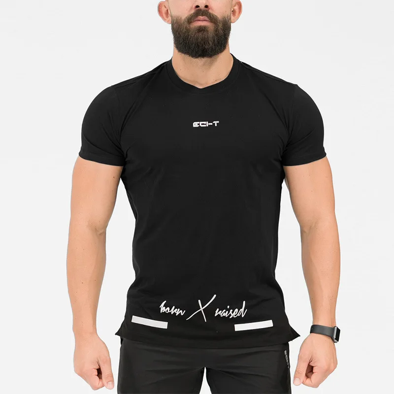 

The new 2021 fitness round collar men running outdoors short-sleeved cotton cultivate one's morality