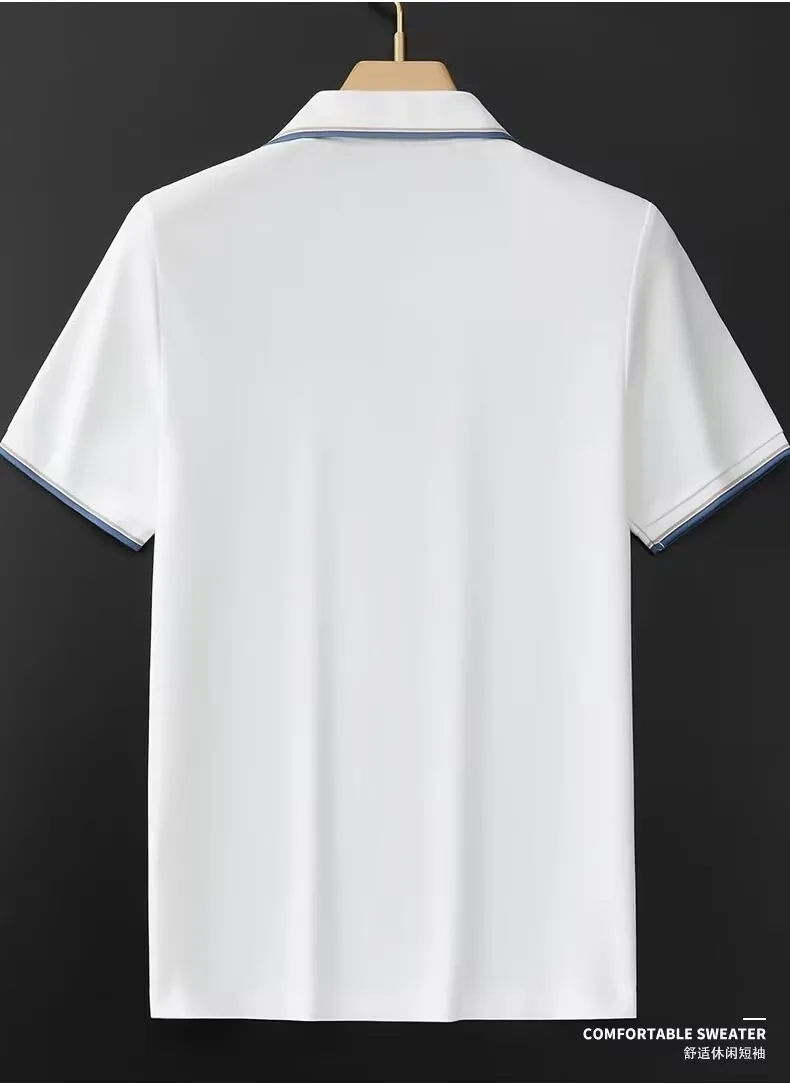 2023 Golf Summer New Embroidered Polo Shirt Men's Fashion Youth Short Sleeve Slim Turn V-neck T-shirt Men