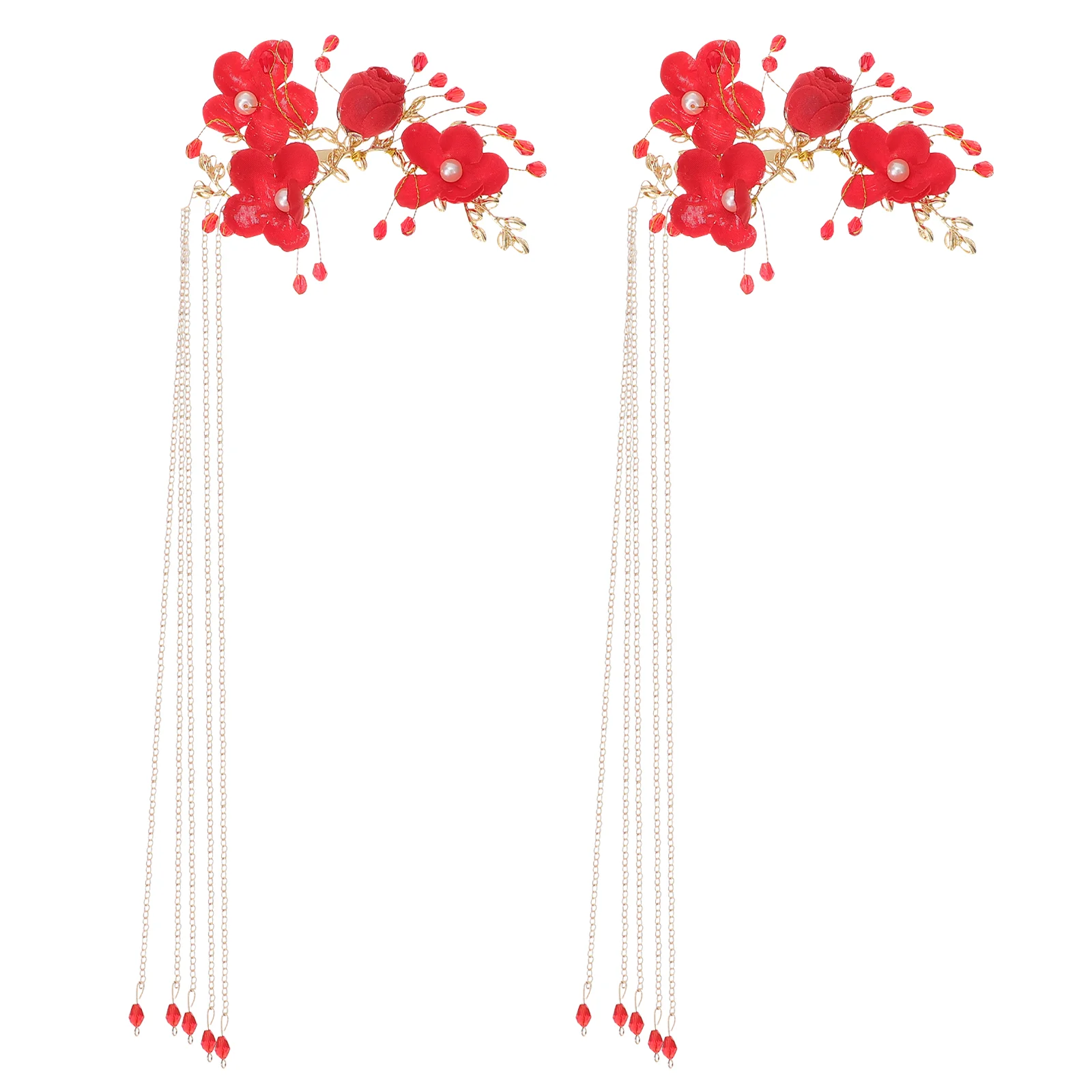 

Hair Clips Tassel Flower Hairpin Women Bridal Chinese Bride Headdress Decor Hairpins Sticks Wedding Hairclip Accessories Weeding