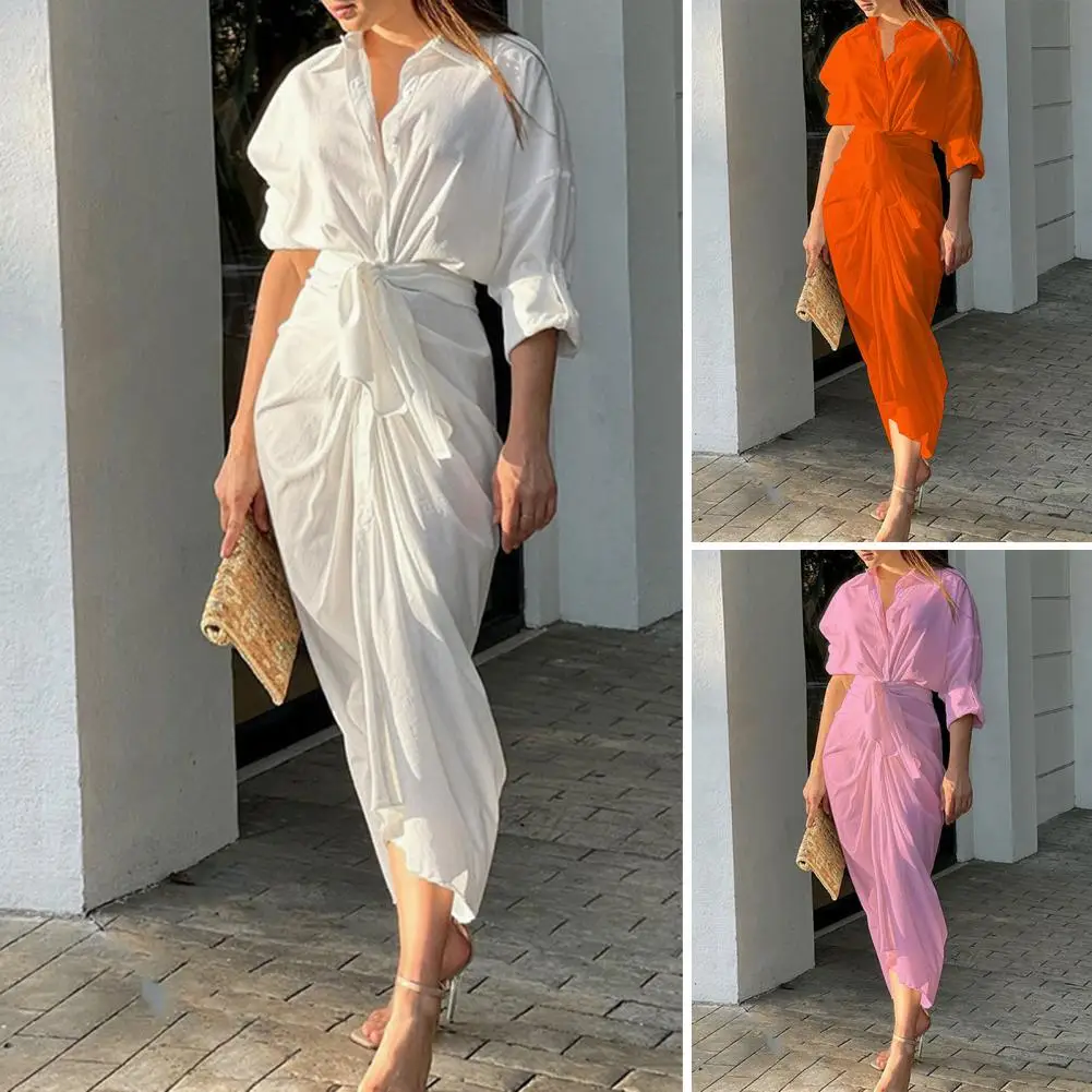 

Shirt Dress Slim Women Dress Irregular Long Dress Maxi Dress Shirt Dress Slim Women Dress Irregular Long Dress