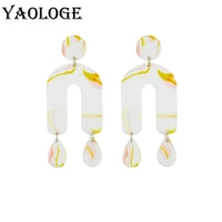 yaologe new geometric u shape milky white drop earrings ladies fashion style elegant classic jewelry accessories party wholesale