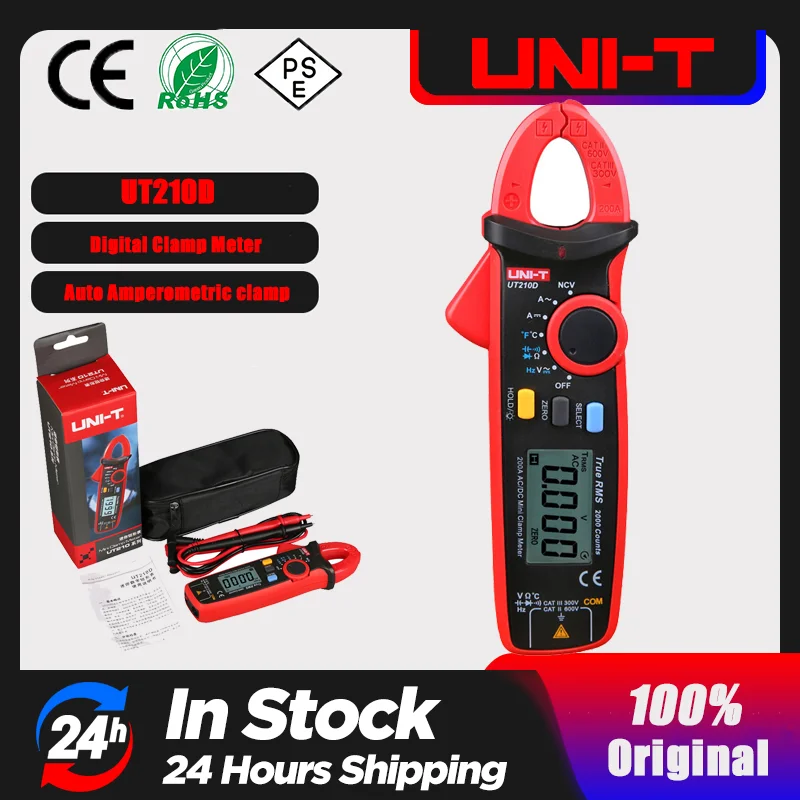 

UNI-T UT210D Digital Clamp Meter True RMS Voltage Resistance Capacitance Multimeter Temperature Measure Auto Range Electrical