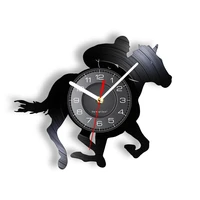 rider horse silhouette vinyl record wall clock horse racing home decor vinyl disk crafts wall watch equestrian riding lover gift