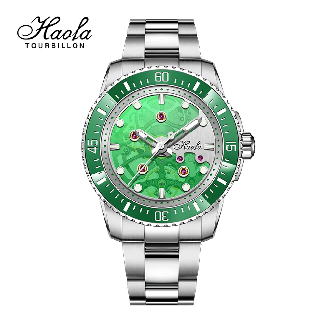 

Haofa Automatic Mechanical Watch For Men Luminous Stainless Steel Waterproof Mens Watch Luxury Sapphire Skeleton Ceramic Bezel