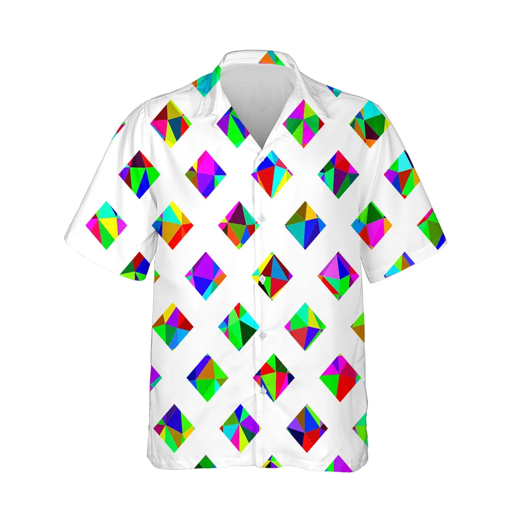 Jumeast New 3D Men's Clothing Casual Plaid Shirts For Men Casual Mens Hawaiian Shirt Short Sleeve Oversized Breathable Blouses