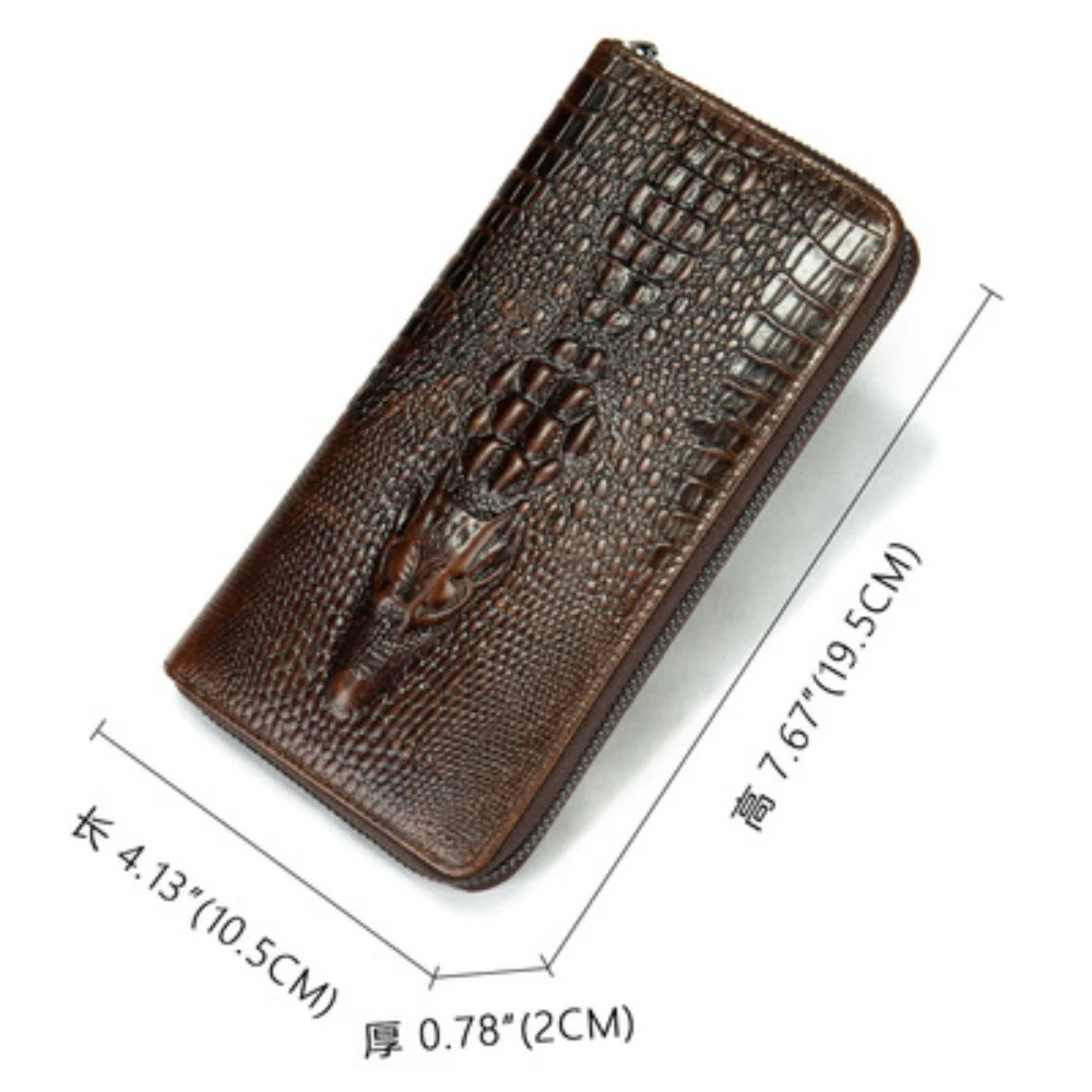 Cowhide Embossed  Pattern Men's Long Wallet / Multi-card Handhold  Wallet