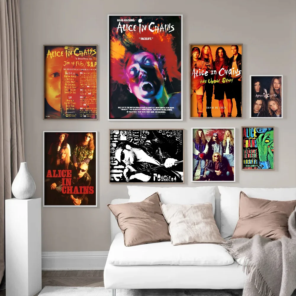 A-alice I-in C-chains Ретро Стиль Плакат Наклейки Hd Качественный Клей Изображение Для