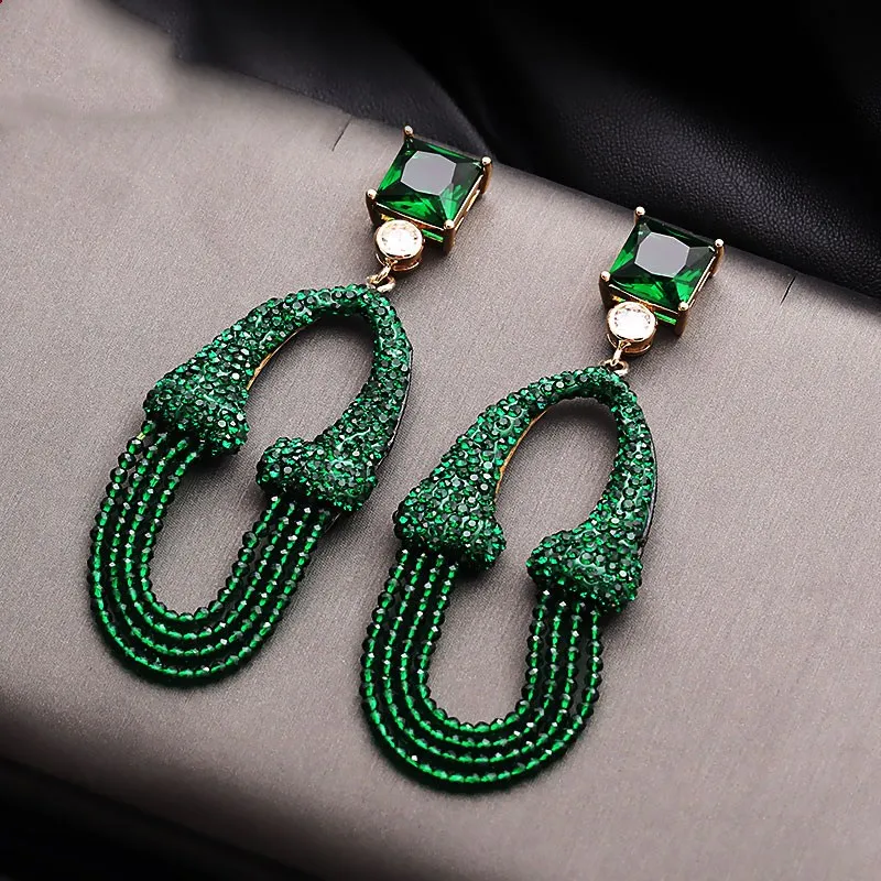 

red/green quartz/zircon tassel hook earrings FPPJ for women gift