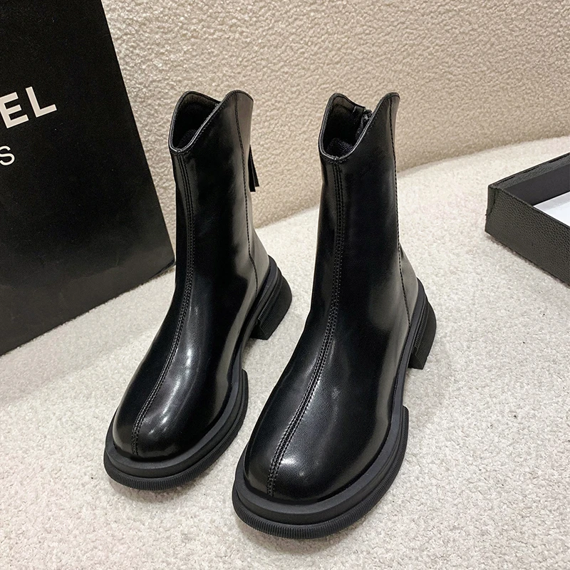 

Женские замшевые ботинки на молнии сзади, однотонные удобные ботинки телесного цвета с круглым носком, Осень-зима 2022