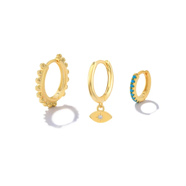 Versatile Elegance: 3pcs/set 925 Sterling Silver Small Pendant Hoop Earrings for Women